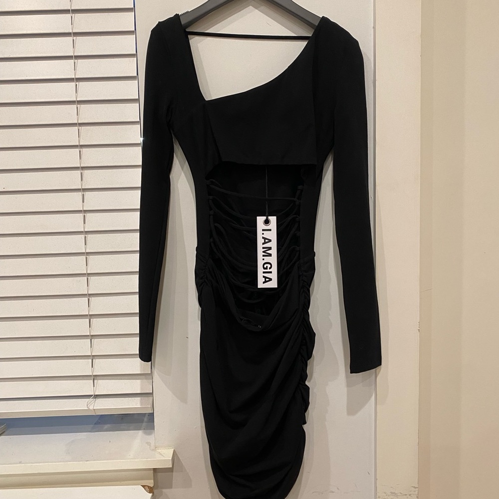 I.AM.GIA corset black dress asymmetrical